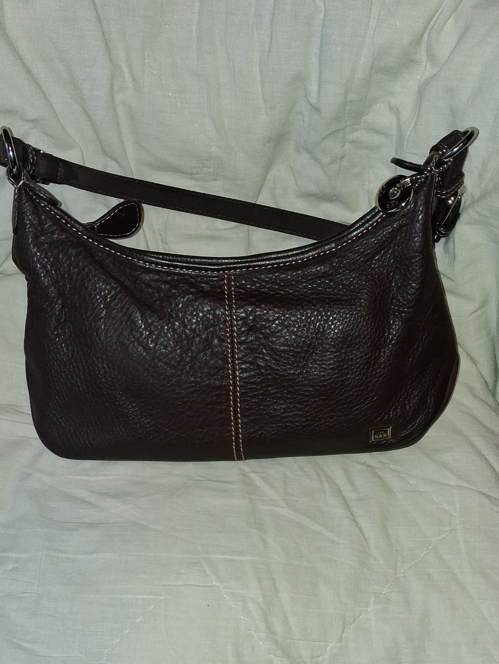 The Sak Dark Brown Pebbled Leather Shoulder Bag
